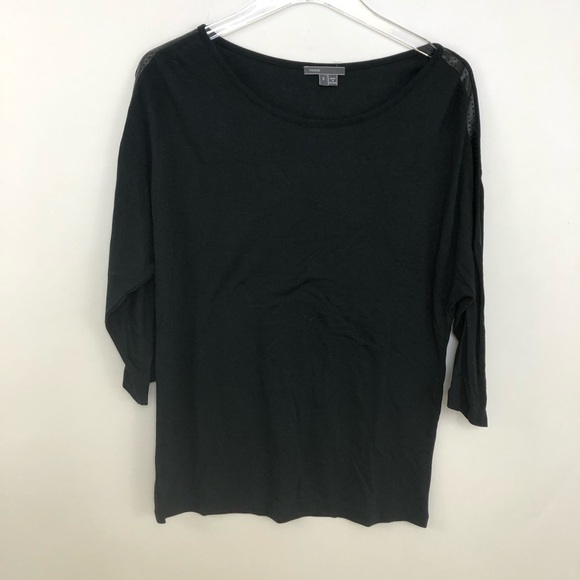 Vince Perferated Sleeve Inset Tee Top Small - Picture 3 of 5